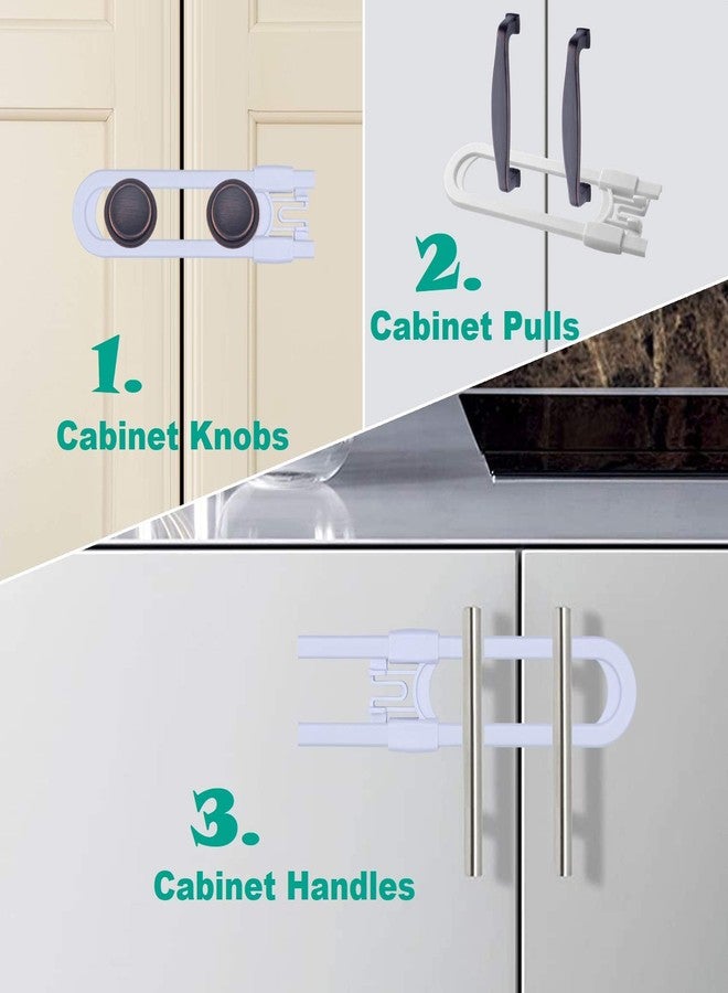 OKEFAN Sliding Cabinet Child Safety Locks - OKEFAN Baby Proofing Cabinet Lock Cupboard Latches for Kids on Closet Door Knobs Handles Pulls No Drill (8, White) - Image 5